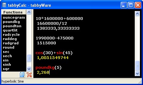 La calculatrice TabbyCalc